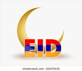 premium crescent moon with Armenia flag for islamic eid festival