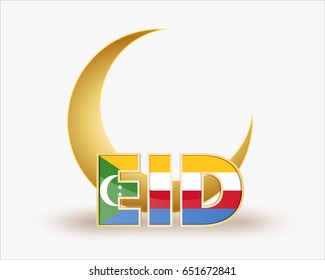 premium crescent moon with Comoros flag for islamic eid festival