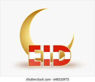 premium crescent moon with flag austria for islamic eid festival