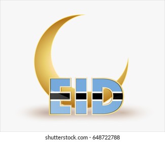 premium crescent moon with flag botswana for islamic eid festival