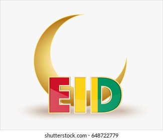 premium crescent moon with flag guinea for islamic eid festival