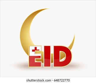 premium crescent moon with flag Tonga for islamic eid festival