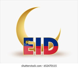 premium crescent moon with Liechtenstein flag for islamic eid festival