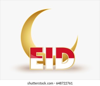 premium crescent moon with Monaco flag for islamic eid festival