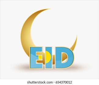 premium crescent moon with Palau flag for islamic eid festival