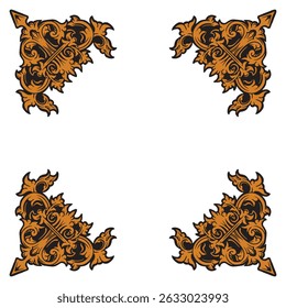 Premium Crest Ornamental Frames Corner with Decorative Golden Geometric Style Vector