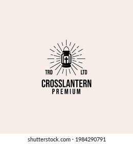 premium cross lantern vector logo design