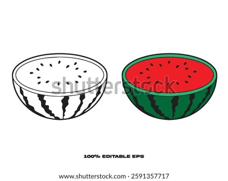 Premium Cross-section Watermelon Coloring Page