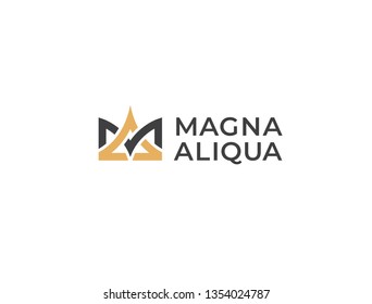 Premium crown logo. Combined letters MA or AM. Monogram of two letters A&M or M&A. Luxury, simple, minimal and elegant crown logo design. Vector logotype template.