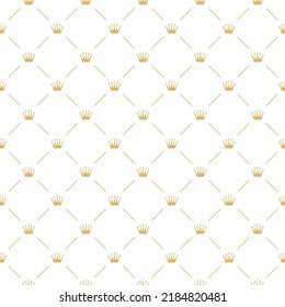 Premium crown seamless pattern vector texture. Golden signs on white background for your design