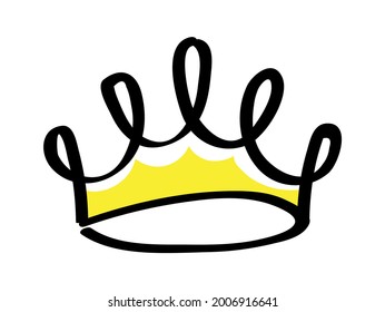 Premium crown vector in doodle style. King and queen crown as sketch. Outlines royal family signs. Simple diadems for princess. Luxury accessories for prince. Imperial attributes as graffiti.