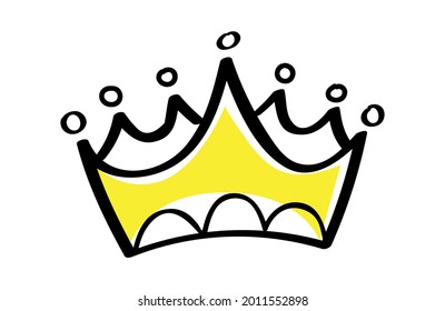 Premium crown vector in doodle style. King and queen crown as sketch. Outlines royal family signs. Simple diadems for princess. Luxury accessories for prince. Imperial attributes as graffiti.