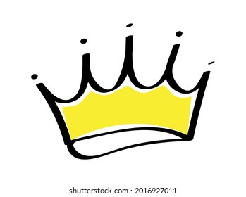 Premium crown vector in doodle style. King and queen crown as sketch. Outlines royal family signs. Simple diadems for princess. Luxury accessories for prince. Imperial attributes as graffiti.