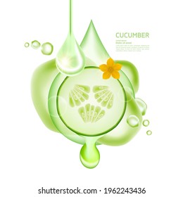 Premium Cucumber fresh product vector illustration.