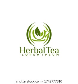 Premium Cup Matcha Tea Shop Logo Template Vector