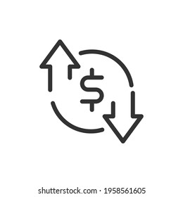 Premium currency line icon for app, web and UI. Vector stroke sign isolated on a white background. Outline icon of currency in trendy style.