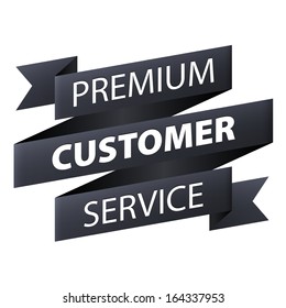 Premium Customer Service And Support Ribbon Banner Icon Isolated On White Background. Vector Illustration