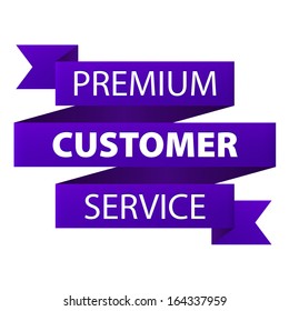 Premium Customer service and support ribbon banner icon isolated on white background. Vector illustration