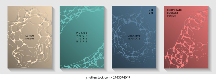 Volantes de fiestas de baile premium. Intersección de líneas de curva líneas de bloqueo de fondo. Plantillas vectoriales de cubierta plana. Los afiches de los partidos de música electrónica configuran un diseño gráfico ondulado fluido.