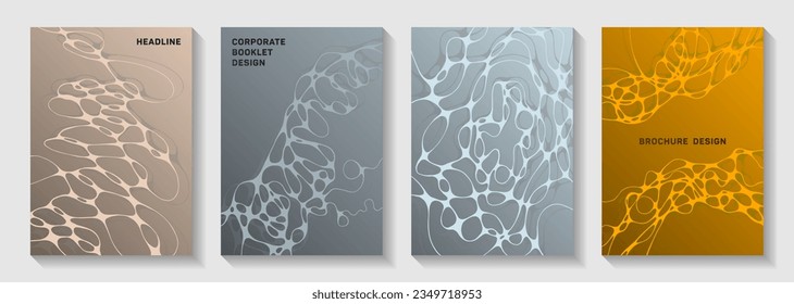 Plakate für Premium-Tanzgruppen. Verbundene Wellen sprudeln Texturen. Farbige Notizbuch-Vektorvorlagen. Die Kollektion Nachtparty Poster kurbelt das grafische Design.