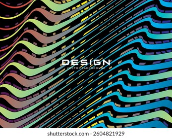 Premium dark background design with diagonal gradient colorful stripes pattern. Gradient Line Banner Background. Vector horizontal template for digital business, website, certificate, card, etc.
