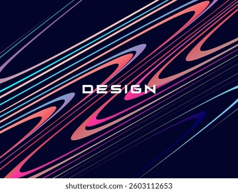 Premium dark blue background design with colorful waving motifs. Vector horizontal template, for digital luxury business banner, contemporary formal invitation, luxury voucher, gift certificate, etc.