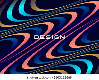 Premium dark blue background design with colorful waving motifs. Vector horizontal template, for digital luxury business banner, contemporary formal invitation, luxury voucher, gift certificate, etc.