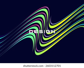 Premium dark blue background design with colorful waving motifs. Vector horizontal template, for digital luxury business banner, contemporary formal invitation, luxury voucher, gift certificate, etc.