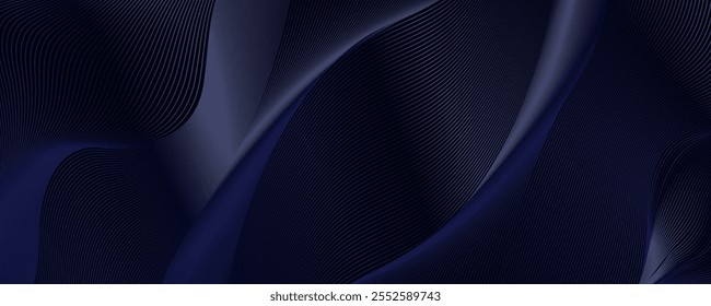 Premium dark blue (gemstone or amethyst color) Future Dusk — Color of the year 2025 abstract background, banner. Luxury background design with diagonal abstract blue line pattern in dark color. Vector