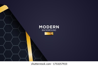 Premium-dunkelblaue Überlappung des Hintergrundbannerdesigns. Realistische Überlappungsschicht auf schwarz strukturiertem Hintergrund mit goldener Linie.
