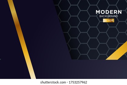 Premium-dunkelblaue Überlappung des Hintergrundbannerdesigns. Realistische Überlappungsschicht auf schwarz strukturiertem Hintergrund mit goldener Linie.