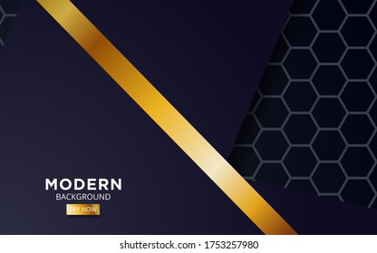 diseño de banner de fondo de superposición azul oscuro premium. Capa de superposición realista sobre fondo texturado negro con línea dorada.