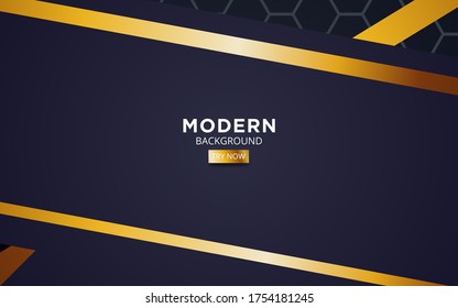premium dark blue overlap background banner design. Realistic overlap layer on black textured background with golden line.