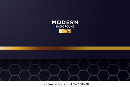 diseño de banner de fondo de superposición azul oscuro premium. Capa de superposición realista sobre fondo texturado negro con línea dorada.