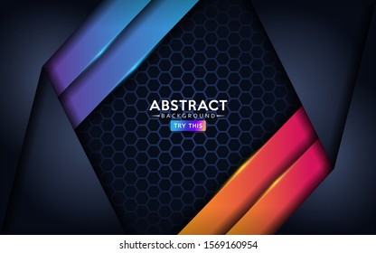 Premium dark modern abstract background with blue and orange combination. Futuristic abstract background design.