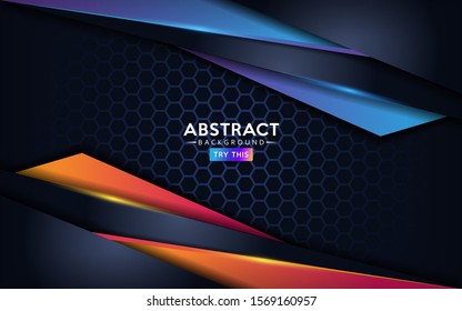 Premium dark modern abstract background with blue and orange combination. Futuristic abstract background design.