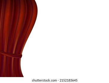 Premium Dark red curtain scene gracefully. Cover isolated. Vector background with luxury scarlet red silk velvet curtains and draperies. Red curtain opened on white background