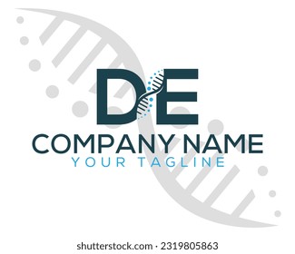 Premium DE letter with DNA  symbol vector design. Logo for medicine, science, Biotechnology, laboratory, business, and company identity.