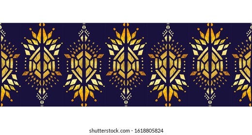 Premium delicate royal gold ikat ornament pattern