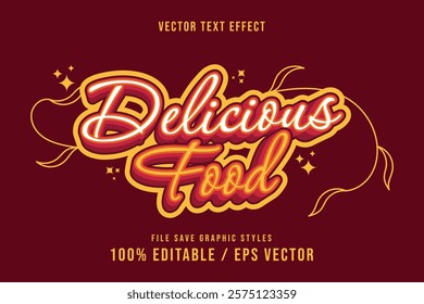 Premium Delicious food text effects can be edited again, suitable poster, template.