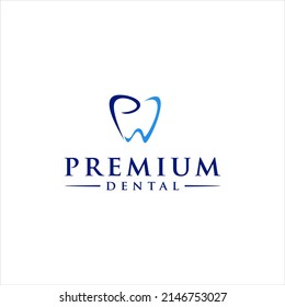 premium dental logo. clinic dentist teeth vector illustration