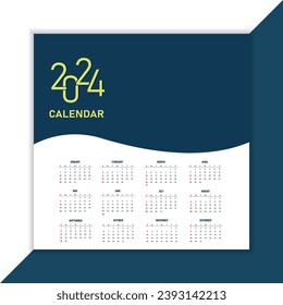 premium design calendar 2024 template for company print design needs
