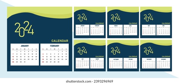 Premium-Design-Kalender 2024-Vorlage für die Anforderungen an das Corporate Print-Design, Design-Set