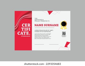 Plantilla de certificado de diseño premium con fondo geométrico abstracto en tamaño horizontal a4