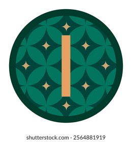 A premium design featuring the letter “I” in a green geometric pattern, complemented by gold borders and details. Perfect for branding or elegant design projects.