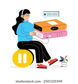Premium design flat illustration of audiobook