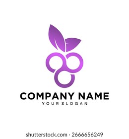 Modelo de design de logotipo de contorno de fruta de uva de design premium