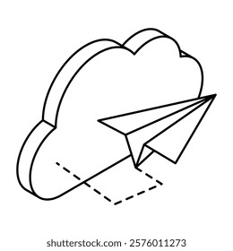 Premium design icon of cloud paper plane