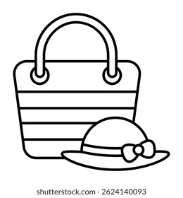 Premium design icon of handbag and cap