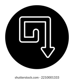 Icono de diseño premium de flecha de giro hacia abajo derecha